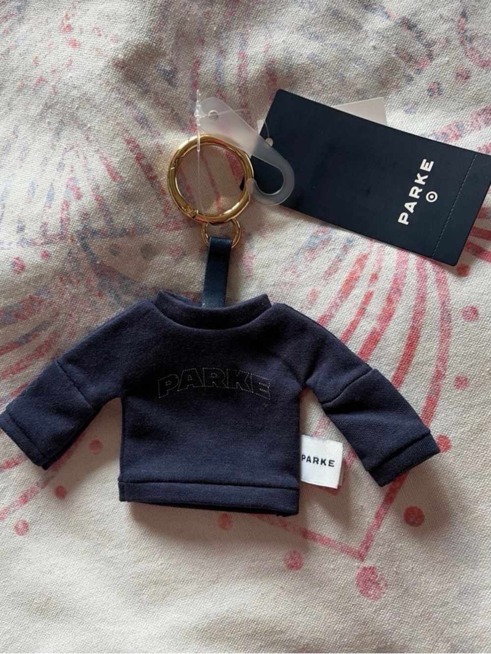 PARKE Navy Mini Sweatshirt Keychain NWT